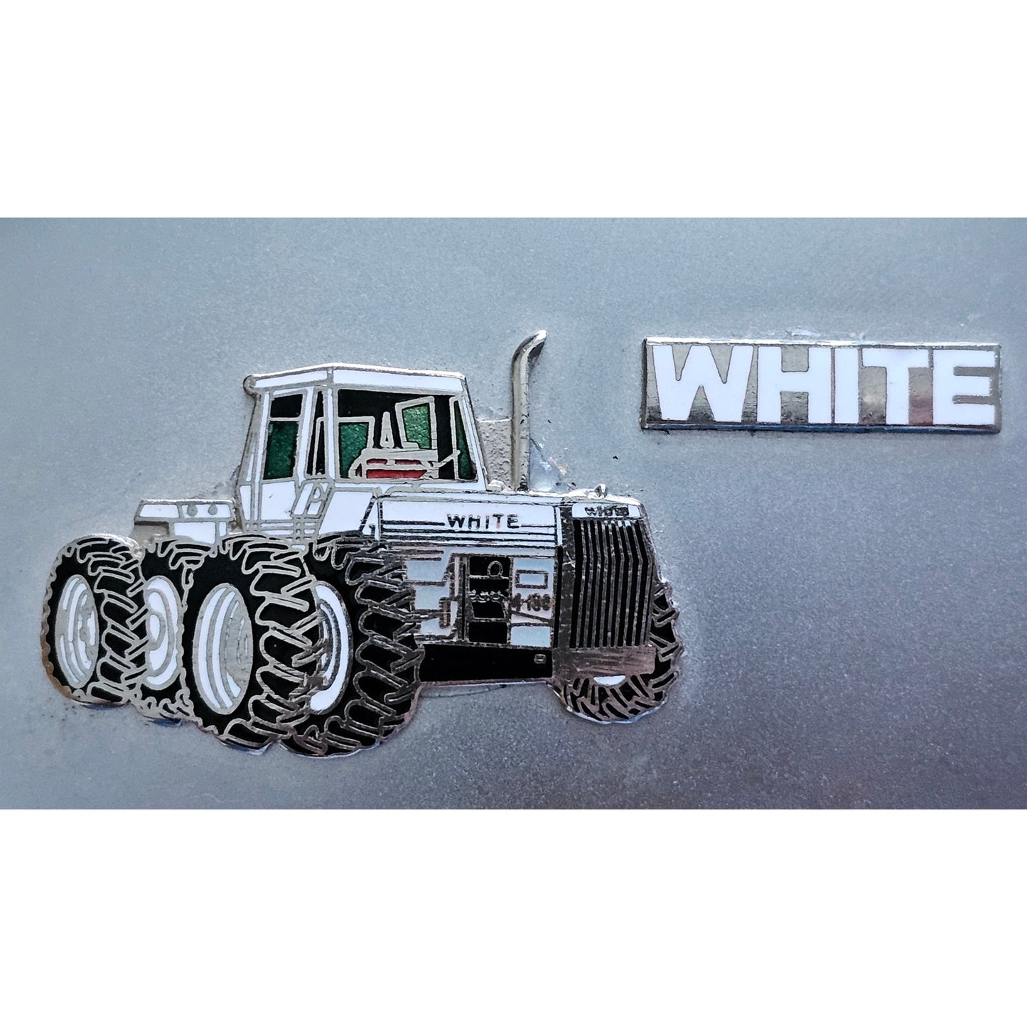 Vintage White Tractor Belt Buckle