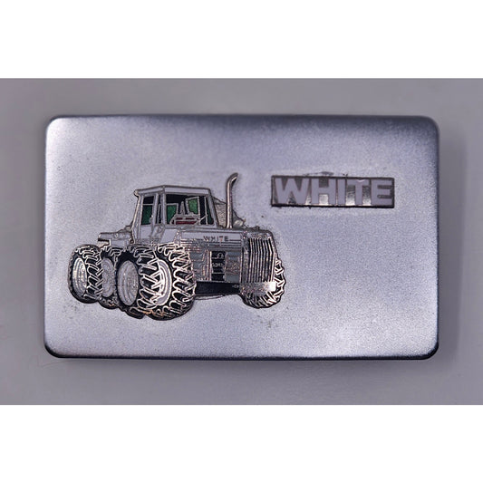 Vintage White Tractor Belt Buckle